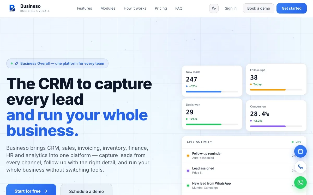 Busineso home page